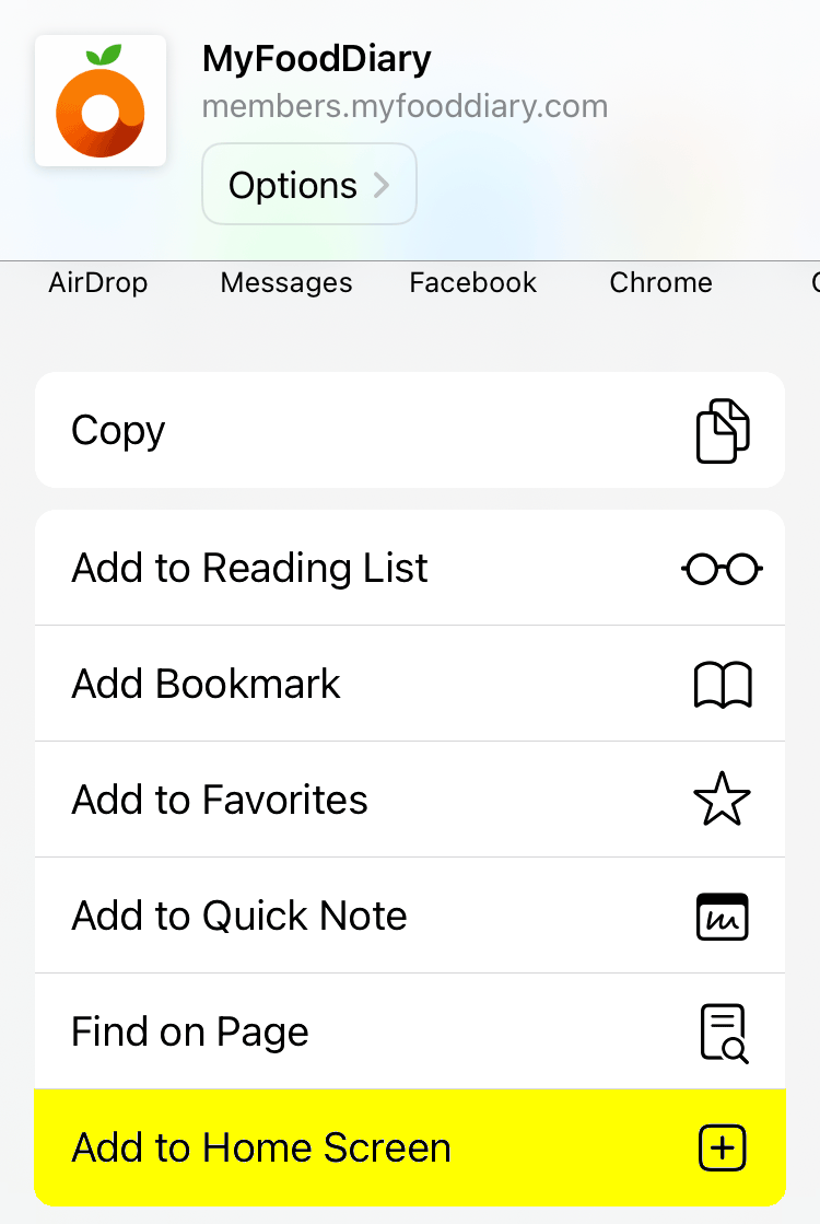 Add to home screen screenshot