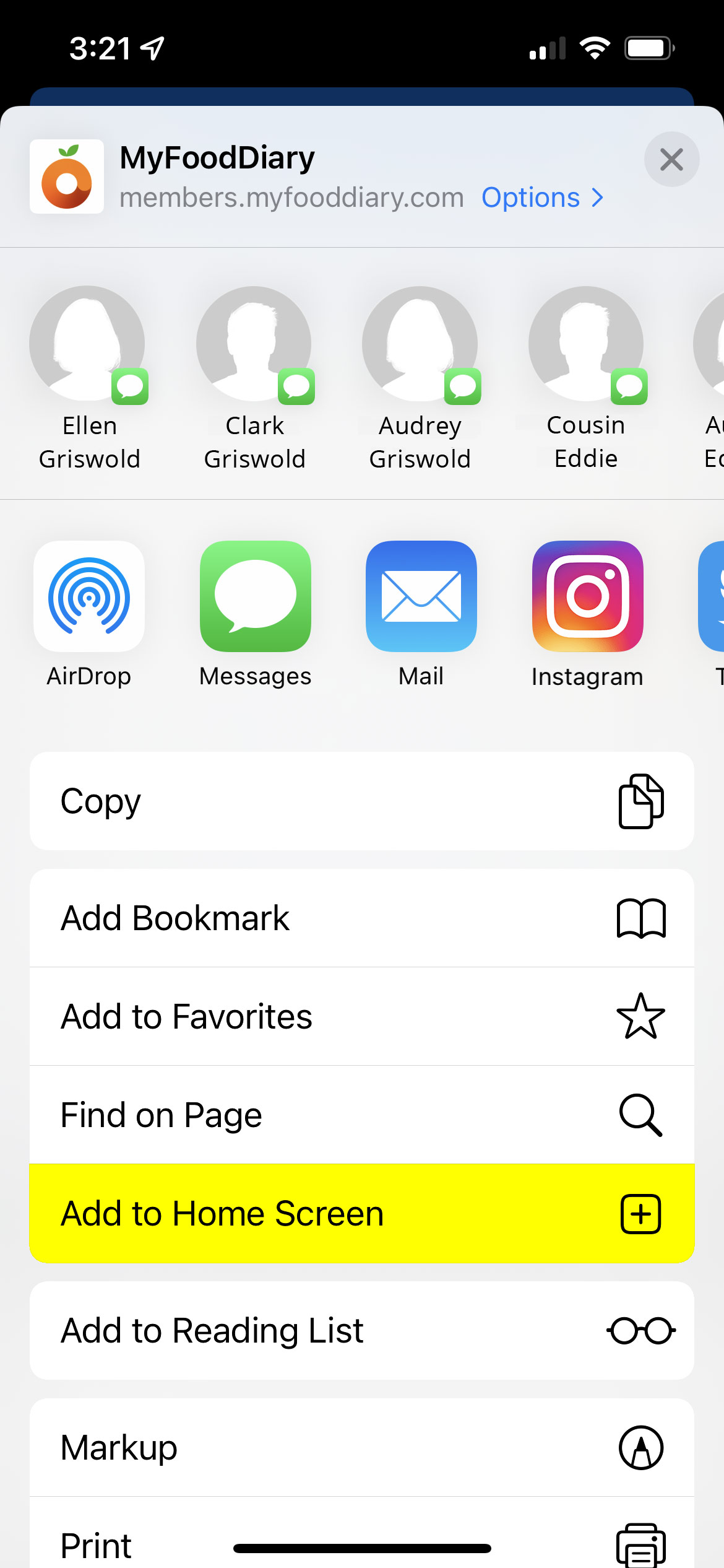Add to home screen screenshot